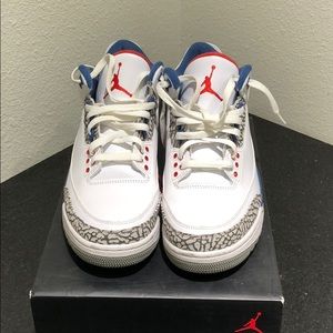 Jordan 3 white/fire red-true blue